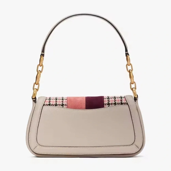 Kate Spade ♠️ Gramercy Racing Stripe Plaid Twill Small Shoulder Baguette Bag​​​ - Picture 6 of 8